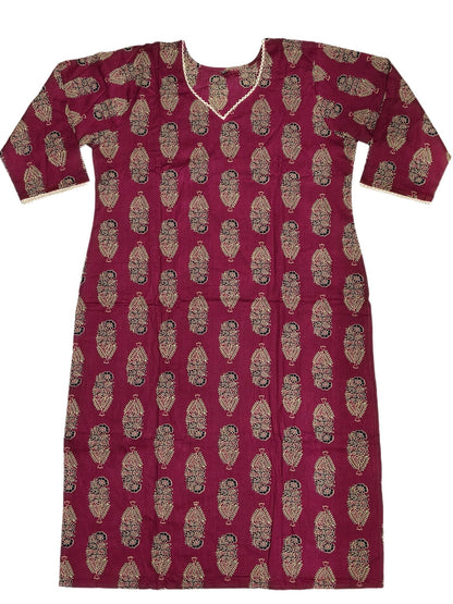 Cotton Kurti Pair V Neck - Maruti Westren Wear