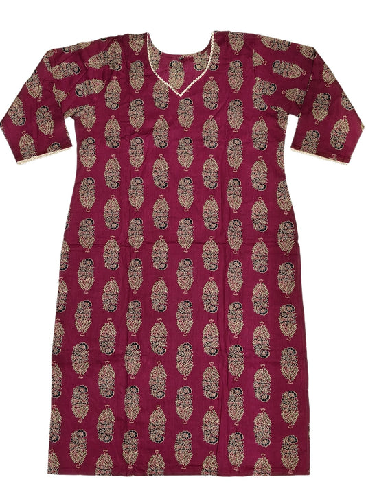 Cotton Kurti Pair V Neck - Maruti Westren Wear